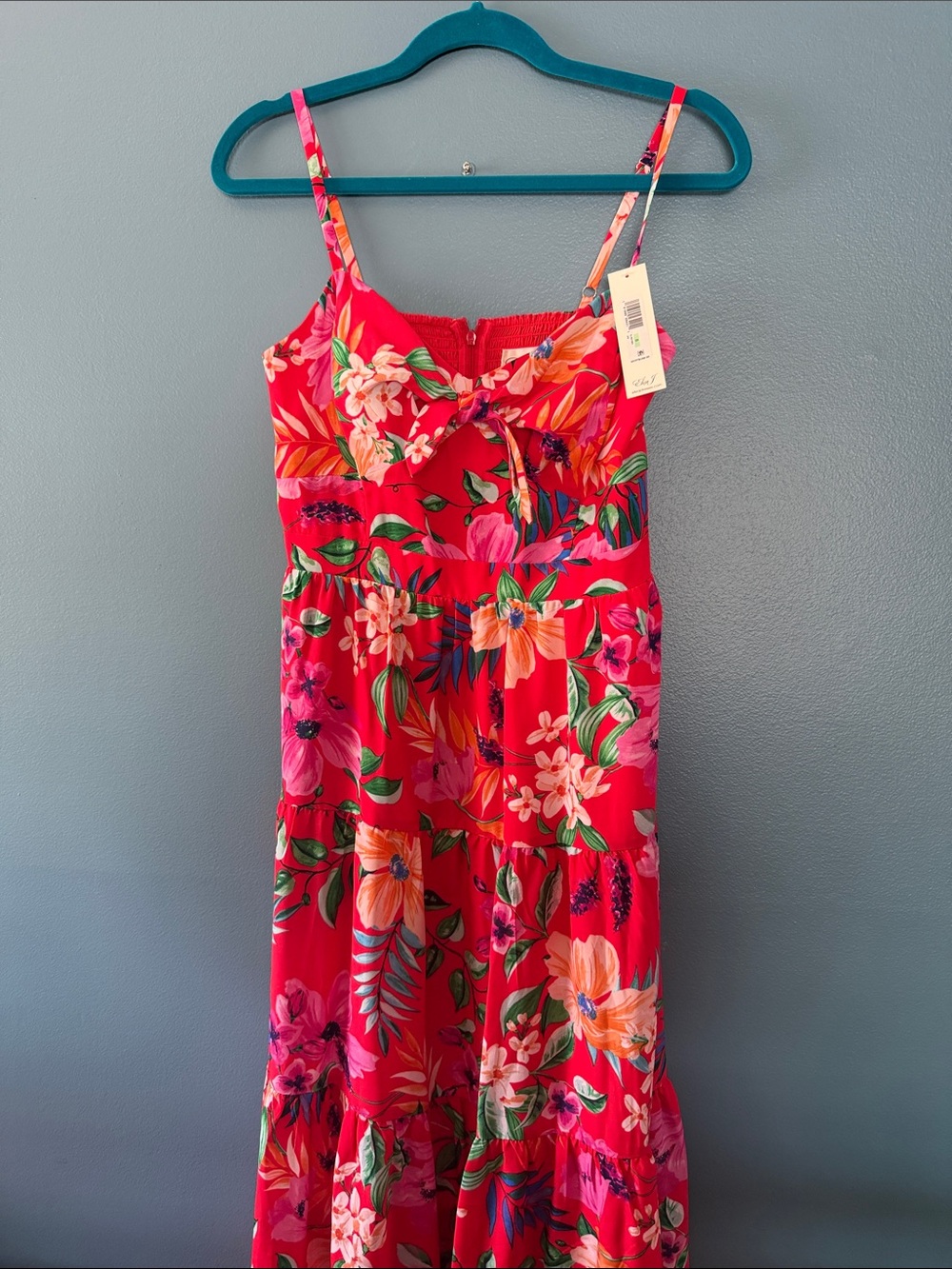 Eliza J Red Floral Spaghetti Strap Maxi Dress